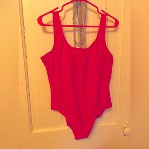 Never worn classic one-piece red maillot swimsuit